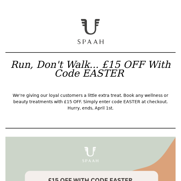 £15 OFF Wellness and Beauty with Code EASTER