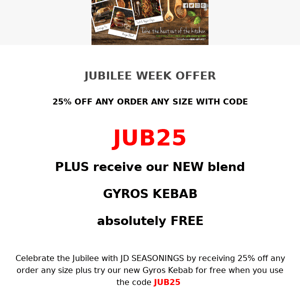 JUBILEE WEEK OFFER - 25% OFF EVERY ORDER 😍