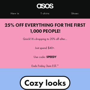 25% off everything 🏃💨