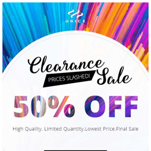 Open for 50% off clearance sale