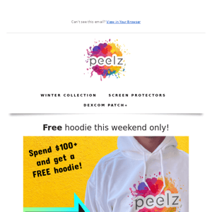 Peelz: FREE hoodie offer this weekend! 🙌