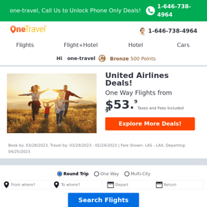 United Airlines Deals: Fly from $53.99!