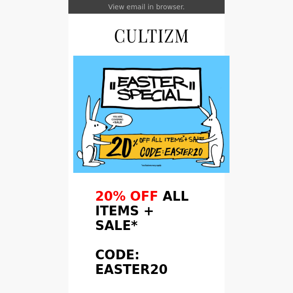 Easter Special | Save 20% off all items + SALE!