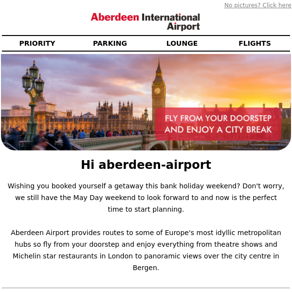 Fly from your doorstep and enjoy a city break Aberdeen Airport 🏙️
