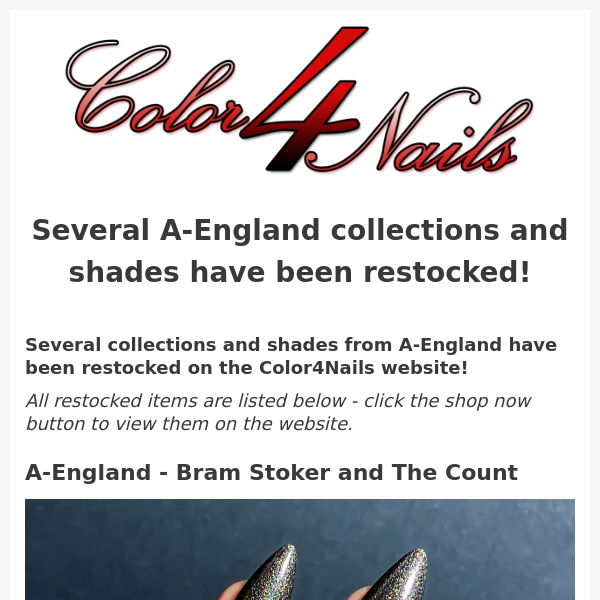 Several A-England collections and shades have been restocked! Check out the Final Sale items - up to 70% off!