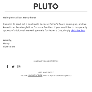 Pluto Pillow: Your Email Preferences for Father's Day