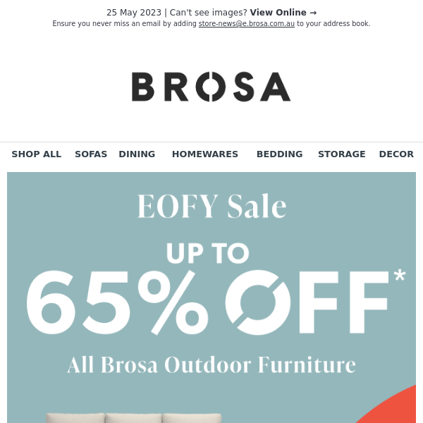 EOFY Sale: Up to 65% OFF All Brosa Outdoor Furniture!