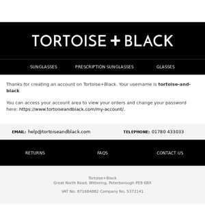 Your Account on Tortoise+Black