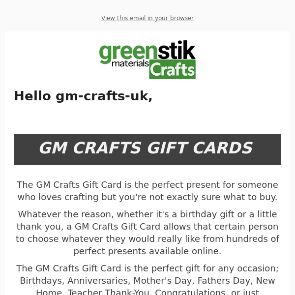 GM Crafts Gift Cards