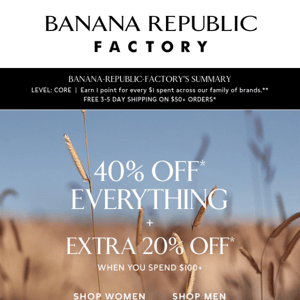 Start the weekend early with 40% off + an extra 20%