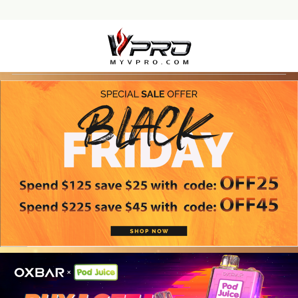 🌟 Black Friday Blowout at MyVPro.com: Up to 20% Off Storewide + BOGO on Select Items!"