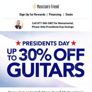 Shred, white and blue: Guitar deals up to 30% off