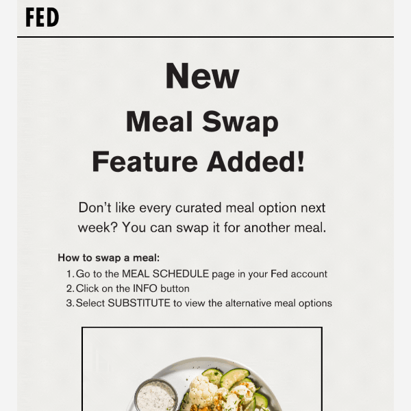 NEW: Meal swap feature now active!