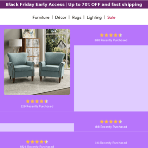 ACCENT CHAIRS ▼ EARLY BLACK FRIDAY ▼ UP TO 70% OFF ▼ 