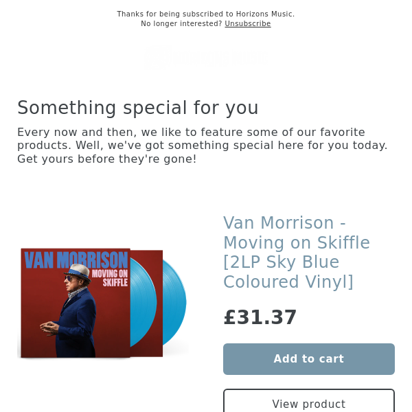 NEW! Van Morrison - Moving on Skiffle [2LP Sky Blue Coloured Vinyl]