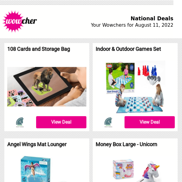 Wowchers for You: 108 Cards and Storage Bag | Wowcher Gift Card | Mini Portable Air Conditioner | Kids' GPS Tracker Smart Watch | Oxford Cross Design Radiator Cover