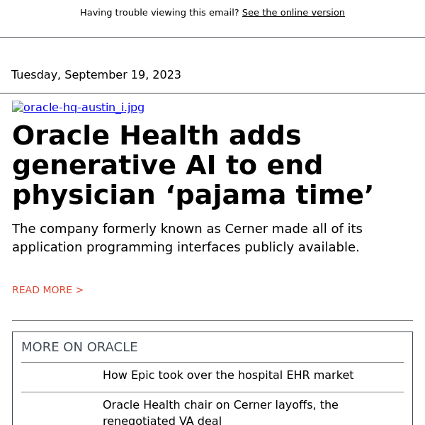 Oracle Health to add generative AI to Millennium EHR system
