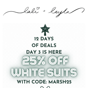 ❄️WHITE HOT SALE❄️ All White Suits Are 25% Off Today Only!