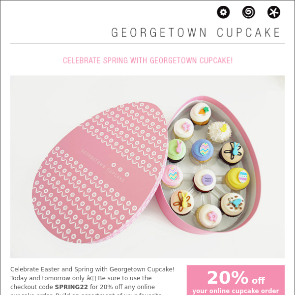 Enjoy 20% Off Any Online Order With Georgetown Cupcake!