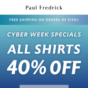 Kick off Cyber Week with 40% off all shirts (plus more)