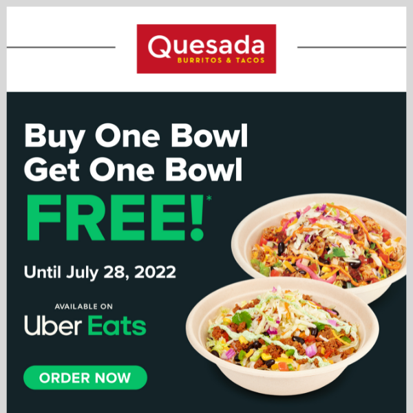 BOGO Free Bowls on UberEats