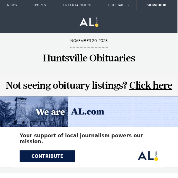 Huntsville obituaries for November 20, 2023