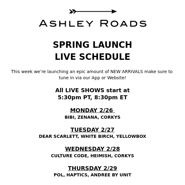 This Week's Spring Launch LIVE SCHEDULE ✨