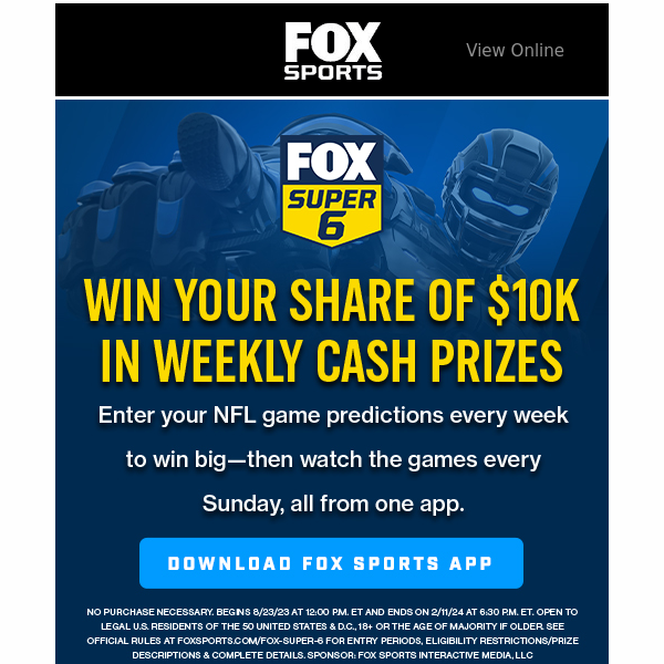 Play FOX Super 6, watch live games, all in one app! - FOX Sports