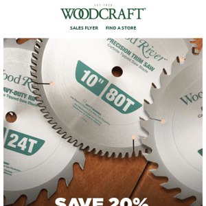 WoodRiver® Saw Blades 20% Off