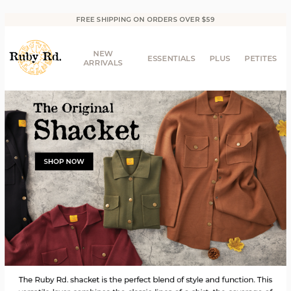 Get Cozy with Ruby Rd's New Shacket & Enjoy Free Shipping!