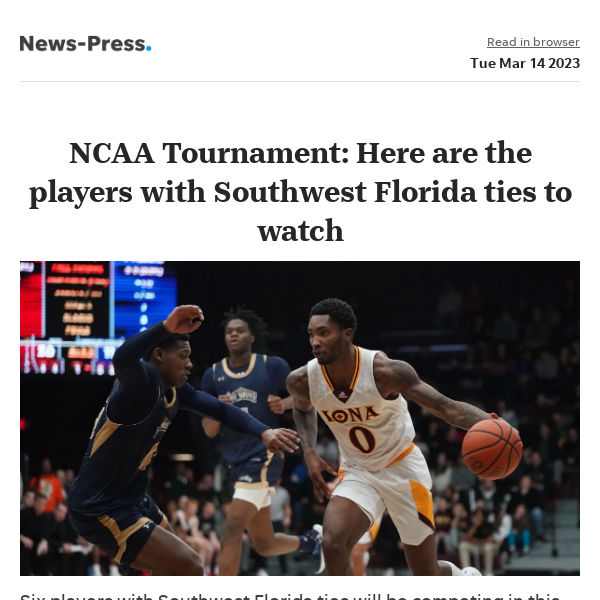 News alert: NCAA Tournament: Here are the players with Southwest Florida ties to watch