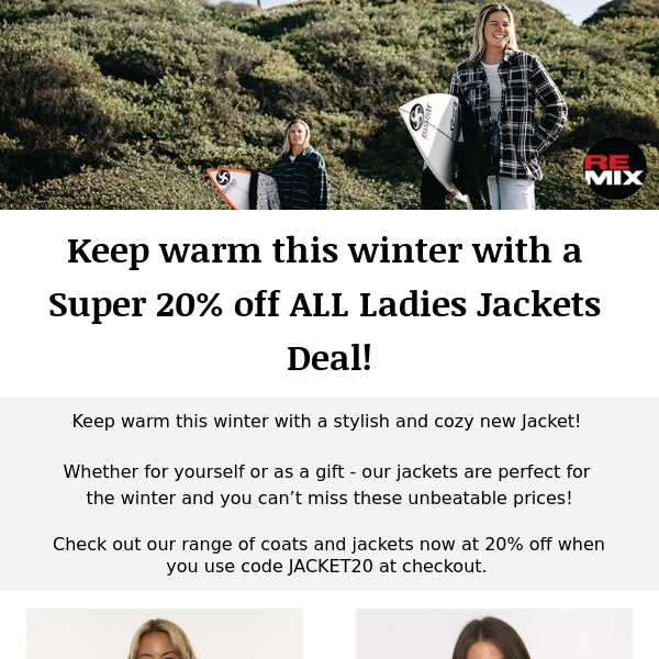 20% off all Jackets!