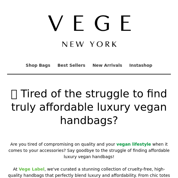 🌱 Tired of the struggle to find truly affordable luxury vegan handbags?