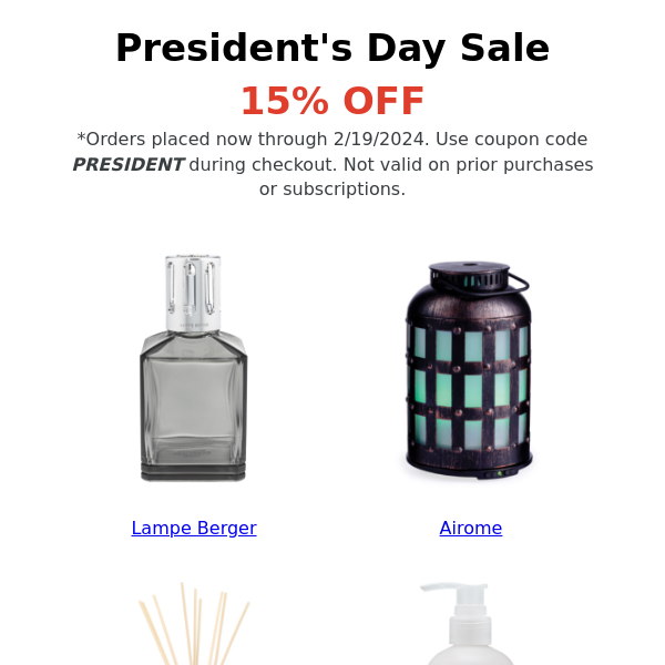 President's Day Sale Starts Now - 15% Off