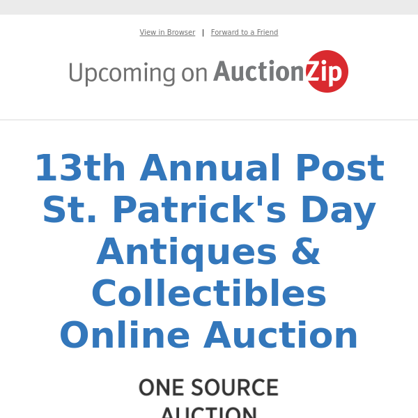 13th Annual Post St. Patrick's Day Antiques & Collectibles Online Auction