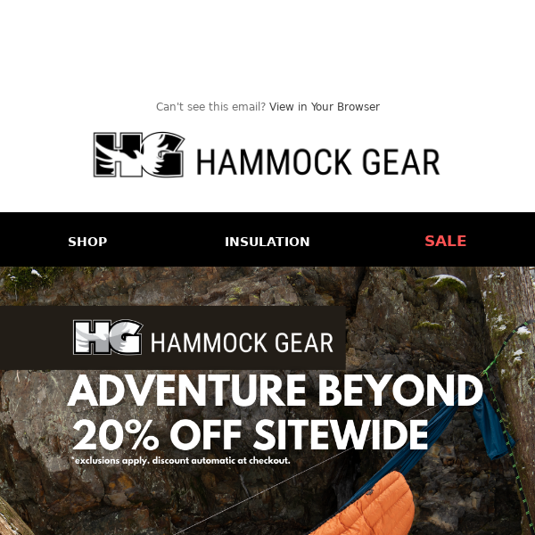 Spice up Your Adventure - 20% OFF Sitewide at Hammock Gear!