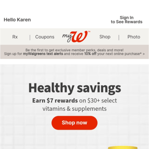 You heard right, you get $7 Walgreens Cash rewards when you spend $30 on vitamins & supplements - who doesn't love shopping?