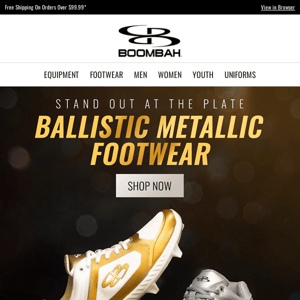 Stand Out at the Plate with Ballistic Metallic Footwear!