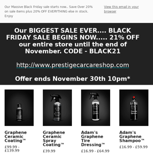 Our BIGGEST SALE EVER.... BLACK FRIDAY SALE BEGINS NOW