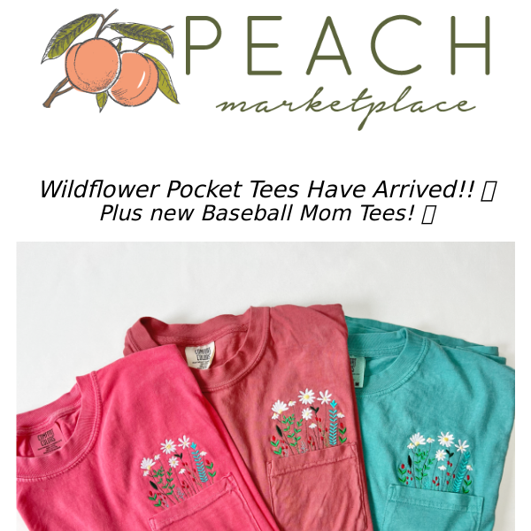 Wildflower Pocket Tees and Baseball Mom Tees Are Here! 💐⚾️