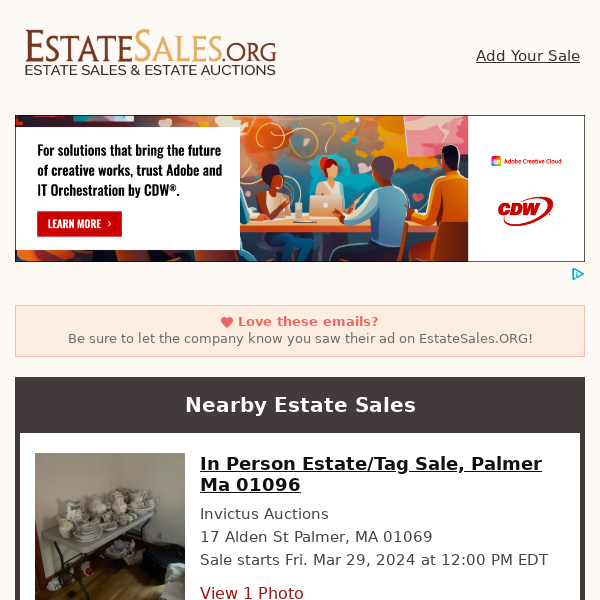 Your daily estate sales on EstateSales.org