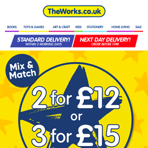 Mix & Match with 2 for £12 or 3 for £15