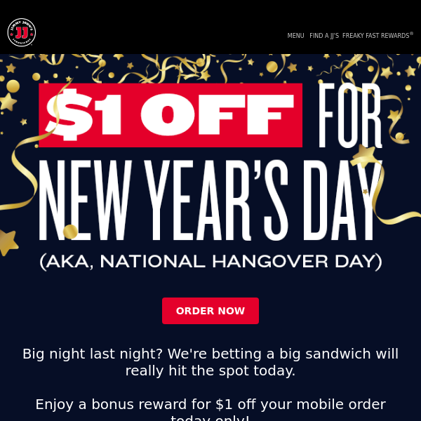 $1 off for our hungover pals 🙌🥂