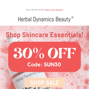 Save 30% off on summer skincare essentials!