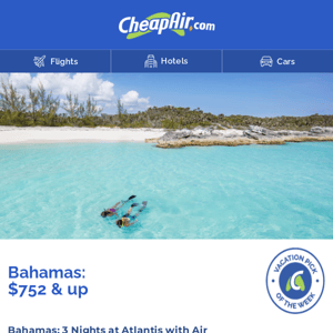 $752+ // Bahamas: 3 Nights at Atlantis w/Airfare