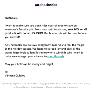 Chatbooks, Our Holiday Sale is Ending