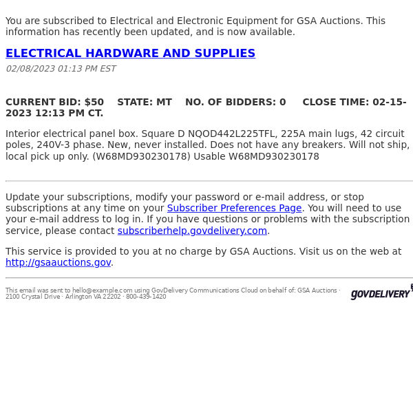 GSA Auctions Electrical and Electronic Equipment Update