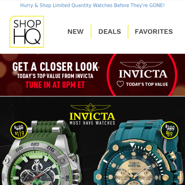 Invicta’s Must-Have Dials Starting UNDER $50 + Tune in at 8pm ET for More
