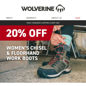 20% OFF SELECT WOMEN'S WORK BOOTS