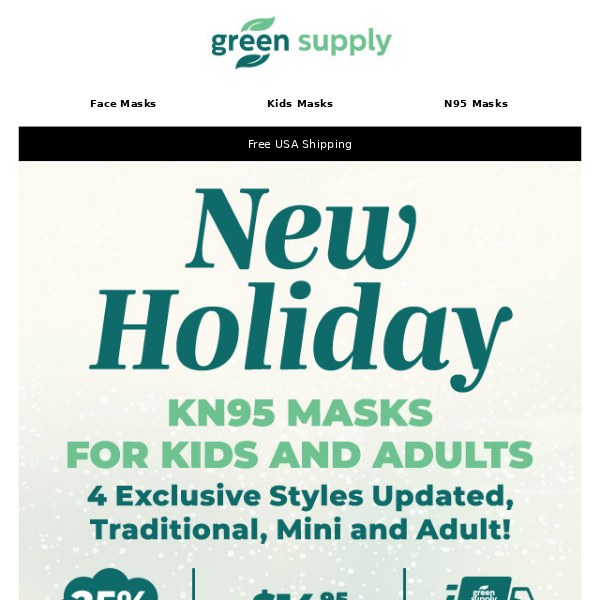 🎄❄️NEW! Holiday KN95 Masks for Kids and Adults!